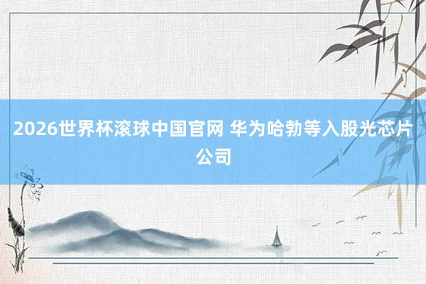 2026世界杯滚球中国官网 华为哈勃等入股光芯片公司