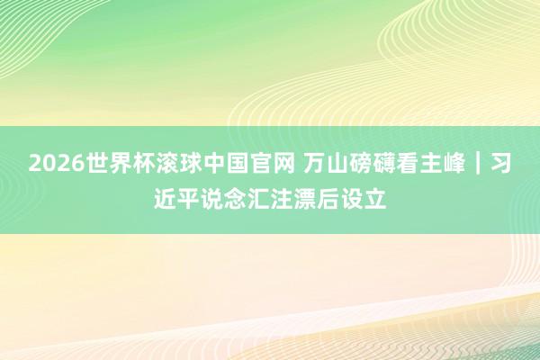 2026世界杯滚球中国官网 万山磅礴看主峰|习近平说念汇注漂后设立