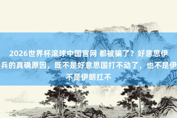 2026世界杯滚球中国官网 都被骗了?好意思伊一霎寝兵的真确原因,既不是好意思国打不动了,也不是伊朗扛不