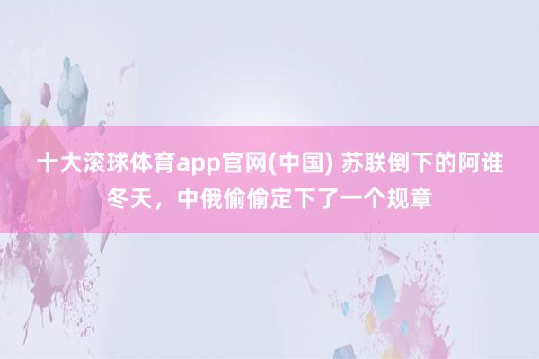 十大滚球体育app官网(中国) 苏联倒下的阿谁冬天，中俄偷偷定下了一个规章