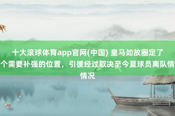 十大滚球体育app官网(中国) 皇马如故圈定了四个需要补强的位置，引援经过取决至今夏球员离队情况