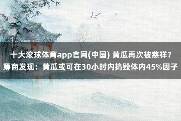 十大滚球体育app官网(中国) 黄瓜再次被慈祥？筹商发现：黄瓜或可在30小时内捣毁体内45%因子