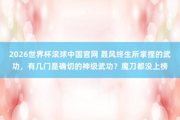 2026世界杯滚球中国官网 聂风终生所掌捏的武功,有几门是确切的神级武功?魔刀都没上榜