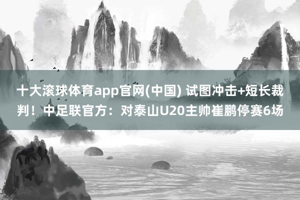 十大滚球体育app官网(中国) 试图冲击+短长裁判!中足联官方:对泰山U20主帅崔鹏停赛6场