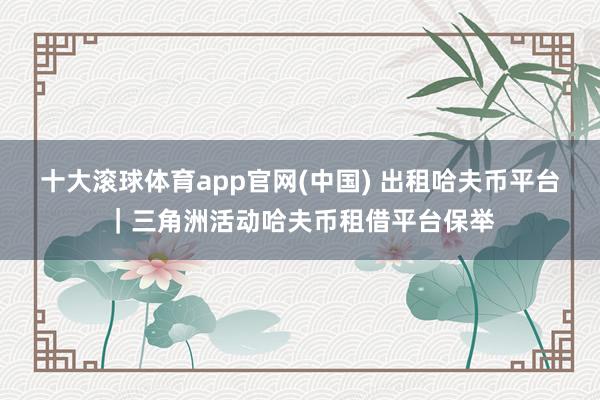 十大滚球体育app官网(中国) 出租哈夫币平台|三角洲活动哈夫币租借平台保举