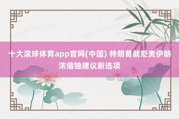 十大滚球体育app官网(中国) 特朗普就贬责伊朗浓缩铀建议新选项