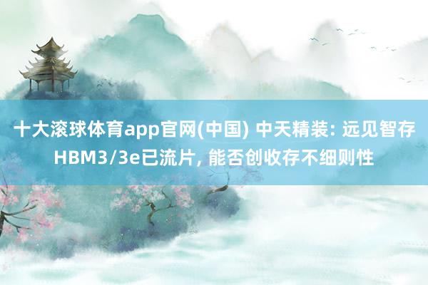 十大滚球体育app官网(中国) 中天精装: 远见智存HBM3/3e已流片, 能否创收存不细则性