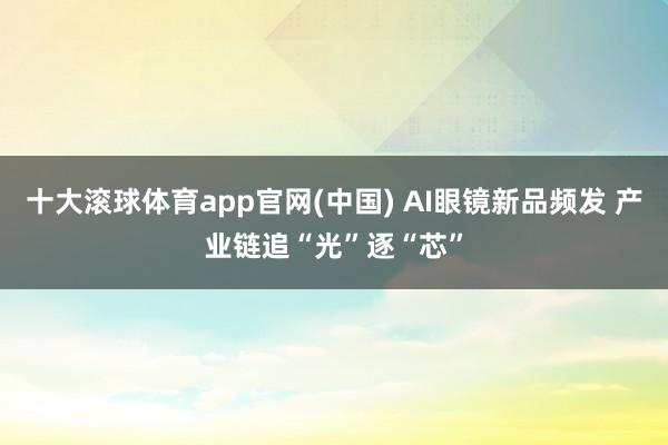 十大滚球体育app官网(中国) AI眼镜新品频发 产业链追“光”逐“芯”