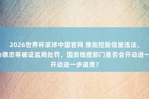 2026世界杯滚球中国官网 豫能控股信披违法,董事长余德忠等被证监局处罚,国资独揽部门是否会开动进一步追责?