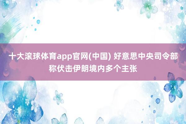 十大滚球体育app官网(中国) 好意思中央司令部称伏击伊朗境内多个主张