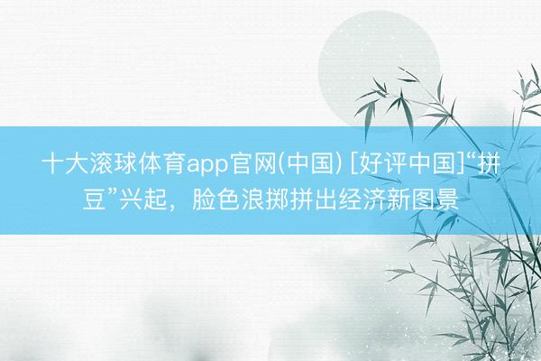 十大滚球体育app官网(中国) [好评中国]“拼豆”兴起，脸色浪掷拼出经济新图景
