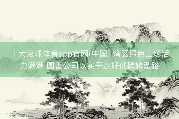 十大滚球体育app官网(中国) 湾区绿色工场活力满满 圆善公司以实干走好低碳转型路