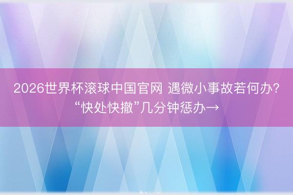 2026世界杯滚球中国官网 遇微小事故若何办?“快处快撤”几分钟惩办→