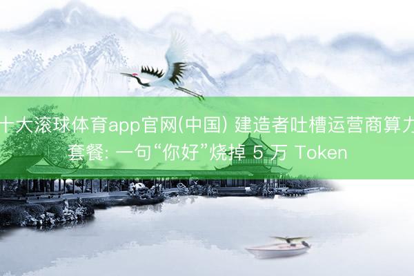 十大滚球体育app官网(中国) 建造者吐槽运营商算力套餐: 一句“你好”烧掉 5 万 Token