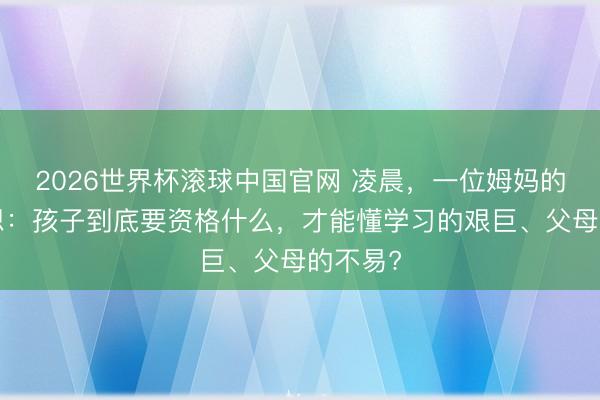 2026世界杯滚球中国官网 凌晨,一位姆妈的3个反想:孩子到底要资格什么,才能懂学习的艰巨、父母的不易?