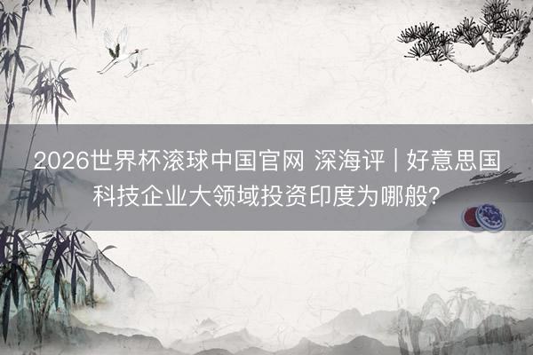 2026世界杯滚球中国官网 深海评 | 好意思国科技企业大领域投资印度为哪般?
